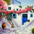 Lot de 4 serviettes en papier découpage collage 33 cm VILLAGE GREQUE N 804