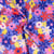 Tissu Coton enduit Poppy Fleurs rouges et jaunes sur fond Bleu