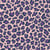 Tissu Popeline de Coton Léo Pop tacheté Léopard violet et bleu marine sur fond Rose pastel