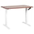 Bureau Réglable Manuellement Plateau Bois Foncé et Structure Acier Blanc 120 x 72 cm Hauteur Ajustable Assis Debout Pieds Carrés Design Moderne