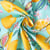Tissu Coton enduit Citrons Jaunes sur fond Bleu turquoise