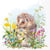 4 serviettes en papier découpage collage 33 cm HERISSON DANS POT DE FLEURS ASS 108