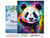 Peinture par Numéro Figured'Art avec Cadre - Panda Coloré Abstrait - Kit de Loisir Créatif DIY Numéro d'Art Complet - 40x50cm toile tendue sur châssis