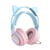 Casque Audio Stéréo Bluetooth Sans Fil Oreilles De Chat Avec Micro Détachable Bleu + Rose YONIS