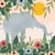 Lot de 4 serviettes en papier découpage collage 33 cm ELEPHANT FLEUR A 1006