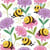 4 serviettes en papier découpage collage 33 cm ABEILLE FLEUR ROSE MAUVE FLSS 207