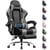 Chaise gaming ergonomique - LUCKRACER - Repose-pieds coussin lombaire massage noir/gris
