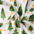 Tissu Popeline de Coton  Solveig sapins Verts sur fond Blanc