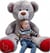 Nounours en peluche énorme Teddy Bear 75+85 gris - rouge - Velinda