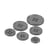 Lot de 3 boutons ronds 4 trous classique gris