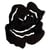 Lot de 3 écussons thermocollants petite rose noir x3.5cm