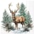 4 serviettes en papier découpage collage 33 cm CERF DE NOEL N 502