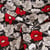 Tissu Toile de Coton aspect lin Fleurs pavot sur fond Noir - Au mètre