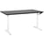 Bureau Réglable Manuellement Plateau Noir et Structure Acier Blanc 160 x 72 cm Hauteur Ajustable Assis Debout Pieds Ronds Design Moderne