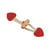 Brandebourg coeur simili cuir rouge 2,4cm x 10cm