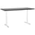Bureau Électrique Réglable Plateau Noir et Structure Acier Blanc 180 x 80 cm Hauteur Ajustable Assis-Debout Pieds Ronds Design Moderne