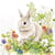 4 serviettes en papier découpage collage 33 cm LAPIN DANS LE JARDIN A 221