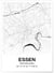 Affiche carte Essen - rectangle Noir et Blanc | A3 : 29,7x42cm