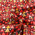Tissu Gustav Klimt Triangles  rouge sur fond Noir