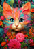 Puzzle 1000 pièces - Chaton et Fleurs - Bluebird Puzzle