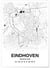 Affiche carte Eindhoven - rectangle Noir et Blanc | A3 : 29,7x42cm