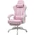 Chaise de gaming ergonomique GTPLAYER - Tissu - Blanc rose - 50 x 54 x 135 cm