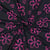 Tissu Jersey Polycoton imprimé Fleurs Neon Rose sur fond Noir