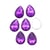 20 PERLES Strass Cabochon Goutte Violet 14 x 10 mm Acrylique à coller - Dos Argenté