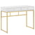 Table Console Blanche à 2 Tiroirs 100 x 48 cm Base en Métal Doré Bureau à Domicile Glamour
