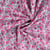 Tissu Voile de Coton Fleurs fuschia et turquoise sur fond Blanc