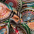Tissu Jacquard d'ameublement Lagos cercles Multicolore sur fond Ecru
