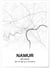 Affiche carte Namur - rectangle Noir et Blanc | A3 : 29,7x42cm