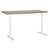 Bureau Électrique Réglable Plateau Bois Foncé et Structure Acier Blanc 160 x 72 cm Hauteur Ajustable Assis-Debout Pieds Ronds Design Moderne