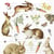 Lot de 4 serviettes en papier découpage collage 33 cm LAPIN ECRITURE FLEUR A 135