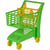 Chariot de supermarche vert et jaune - marchande - jeu d'imitation - supermarche, epicerie