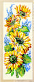 Canevas antique Tournesols et fleurs bleues 25x60cm