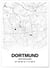 Affiche carte Dortmund - rectangle Noir et Blanc | A3 : 29,7x42cm