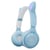 Casque Audio Pliable LED Chat Blanc Bluetooth 5.0 Son Stéréo Multimode Bleu YONIS