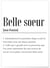 Affiche Définition Belle Soeur | A3 : 29,7x42cm