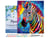 Peinture par Numéro Figured'Art avec Cadre - Zèbre Coloré Abstrait - Kit de Loisir Créatif DIY Numéro d'Art Complet - 40x50cm toile tendue sur châssis