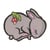 Ecusson thermocollant animal endormi tissu bio lapin 5,5cm x 4,5cm