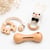 Coffret de 3 hochets en coton et bois naturel