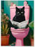Affiche Chat noir toilettes | A3 : 29,7x42cm