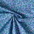 Tissu Voile de Coton digital imprimé Bleu fleuri sur fond Bleu denim