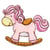 Lot de 3 écussons themocollant cheval à bascule rose 4.5x4.5cm