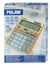 Boîte calculatrice grise et orange 12 chiffres, convertisseur de devises