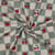 Tissu Toile Polycoton canvas enduit aspect lin Bella carreaux Bleu sur fond Naturel