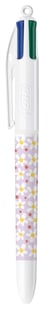 Stylo bille BIC - Fleurs violettes - 4 couleurs - Pointe moyenne