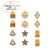 12 accessoires peints - 4 cm - gris/ocre  - Cultura Collection Noël Chic 