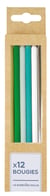 Lot de 12 bougies longues Kim'Play - Bleu et argent